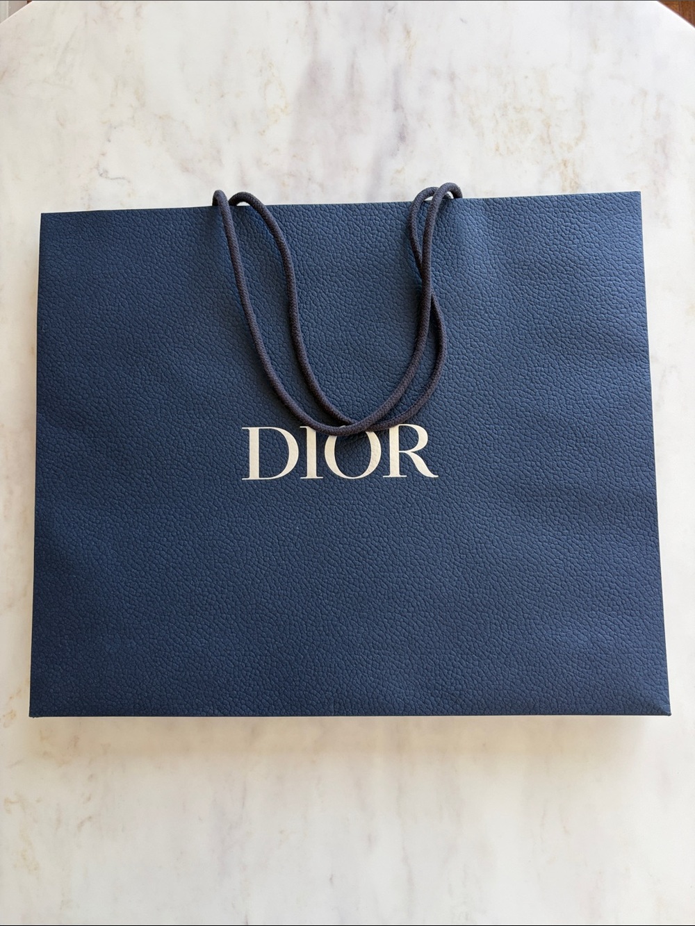 Dior Navy Blue Shopping Tote with Silver Logo